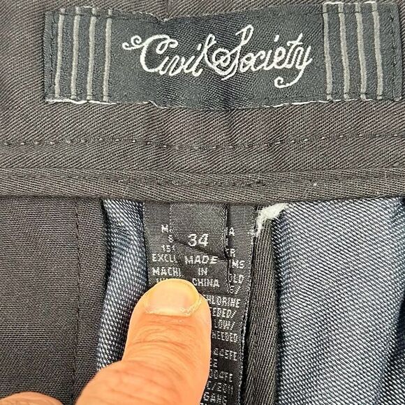 CIVIL SOCIETY Mens Size 34 Flat Front Bermuda Shorts Heathered Navy-Chambray - Picture 4 of 5